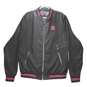 T Mobile Full Zip Lined Employee Varsity Bomber Map Lining Jacket Mens Large